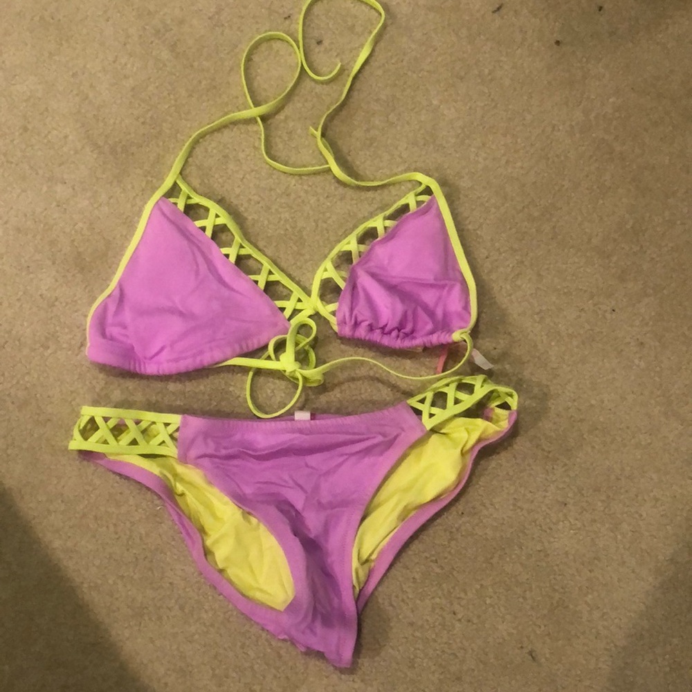 Purple and Lime Green Bikini - large
